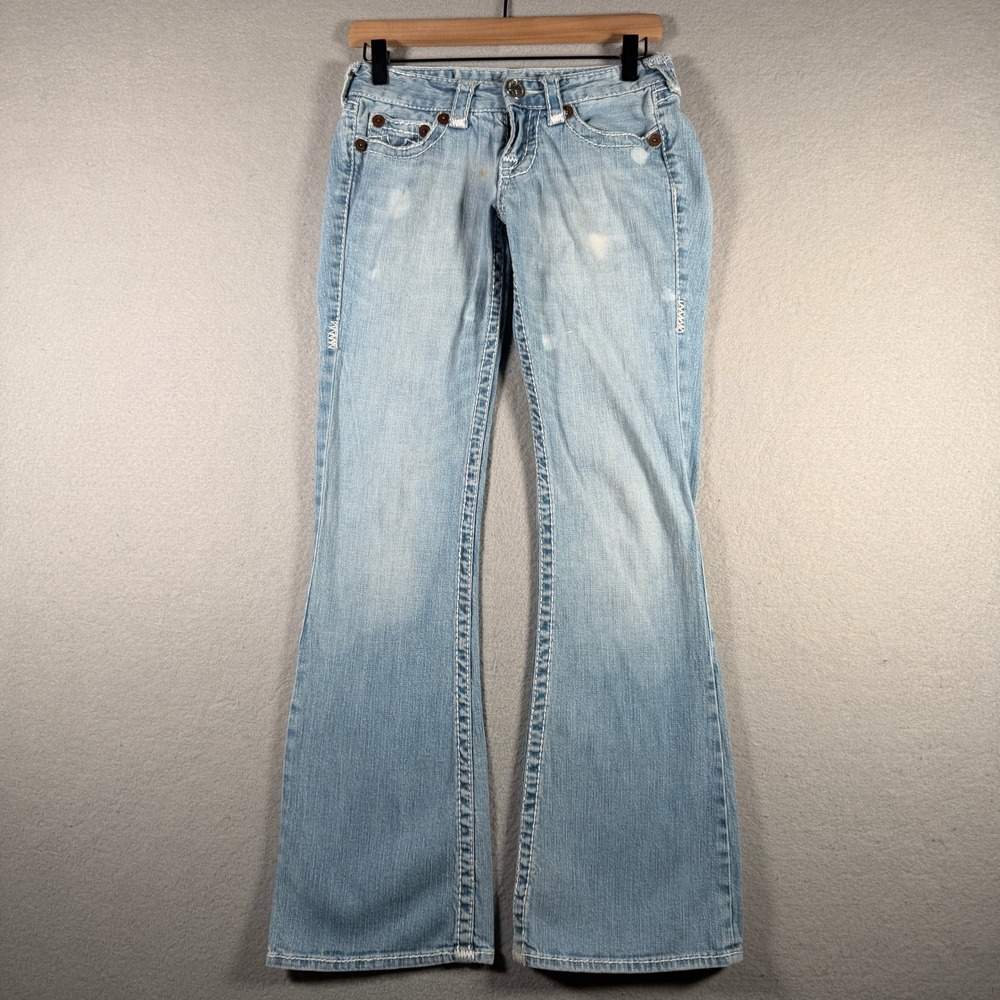 True Religion Bobby Super T Flare Jeans Light Wash Blue Size 25 Made in USA
